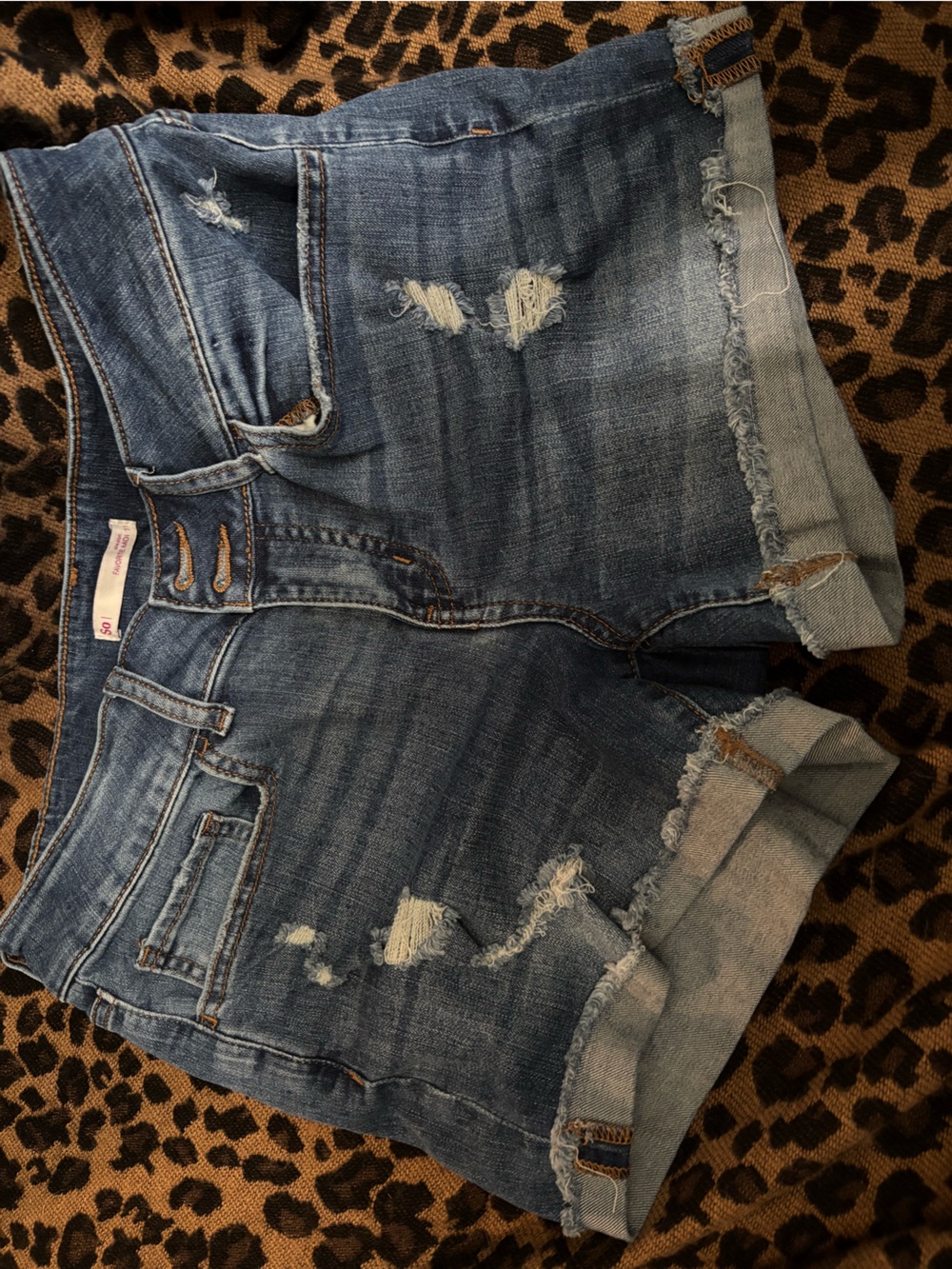 So Denim Distressed Roll-Cuff Women's Shorts - Blue